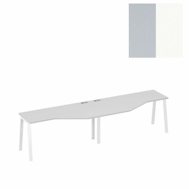 Рабочая станция Юнитекс А4 каркас TRE со столами Техно (2х160) А4 Б3 055-2 СЕ (320x90x75) серый/металлокаркас белый