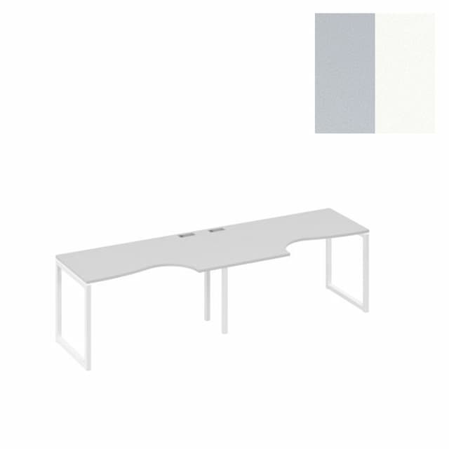 Рабочая станция Юнитекс А4 столы Классика на каркасе QUATTRO (2х140) А4 Б4 043-2 СЕ (280x90x75) серый/металлокаркас белый