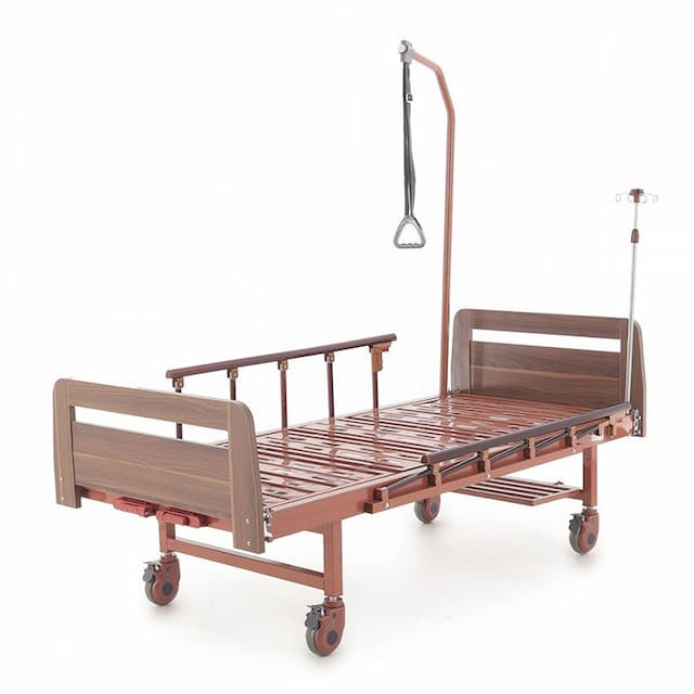 Кровать механическая Med-Mos E-8 (MM-2024Д-00) (2 функц) ЛДСП с полкой и обеденным столиком